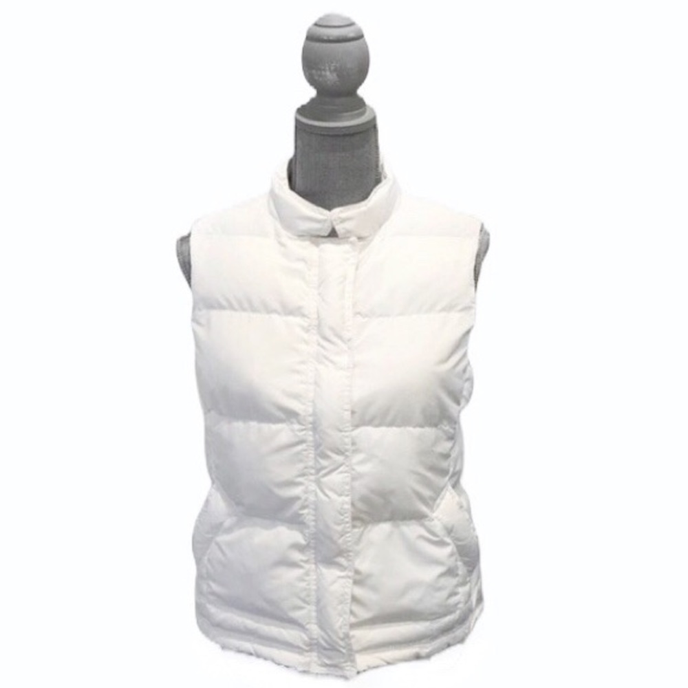 J. Crew Winter White Sleeveless Puffer Vest Size Small Excellent Condition
